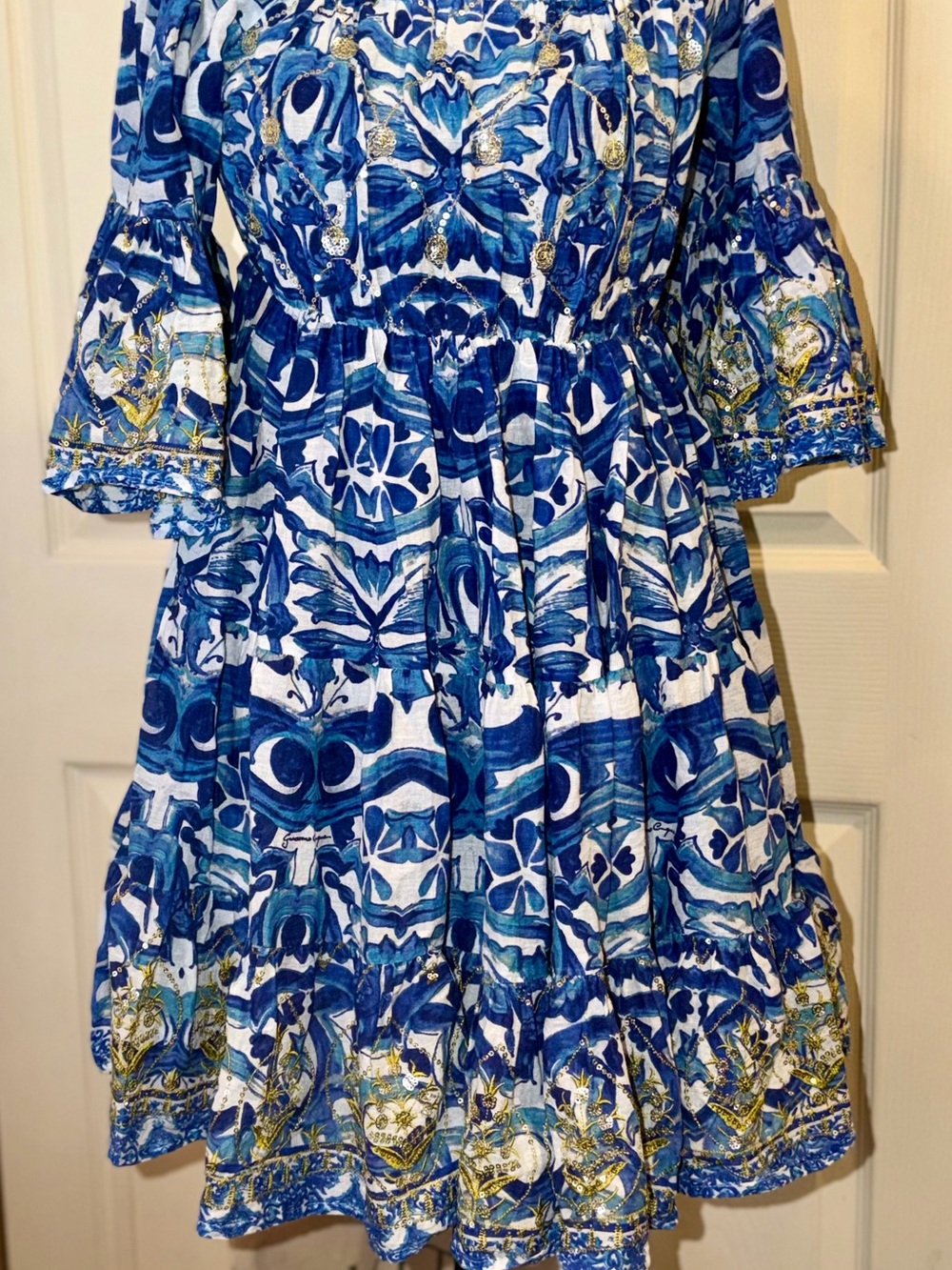 Antica Santoria Kaleidoscope Smocked Dress.